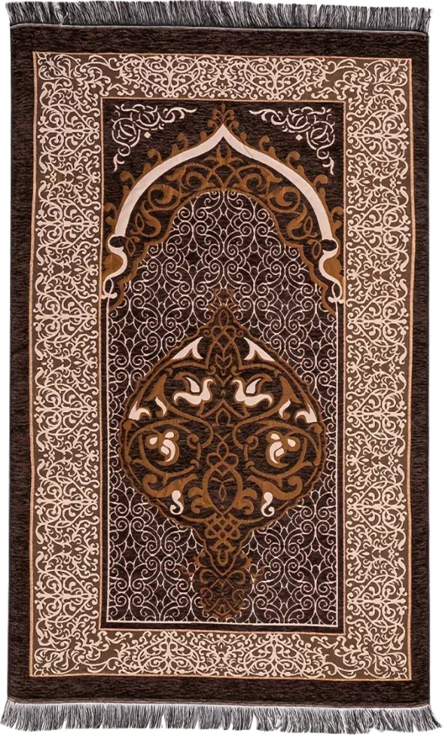 Livano Gebedsmat - Islam Gebedskleed - Ramadan Kleed - Tapijt - Inshallah - Eid Mubarak - Koffie