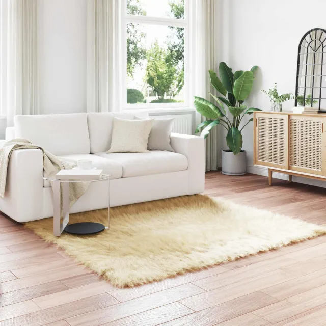 vidaXL Tapijt van imitatie TAFALLA Crèmekleurig 160 x 160 cm Polyester, foto 2