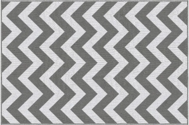 Clruro Outdoor-Teppich - 121x182 cm - Wasserdicht - Kunststof - Balkon - Lichtgrijs+Wit