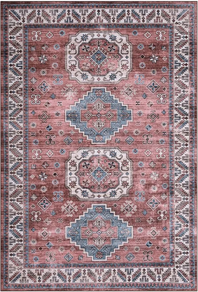Triumpunpre Vloerkleed Perzisch Etnisch Dessin Kersenbloesemroze 120x170 cm Polyester Wasbaar Opvouwbaar