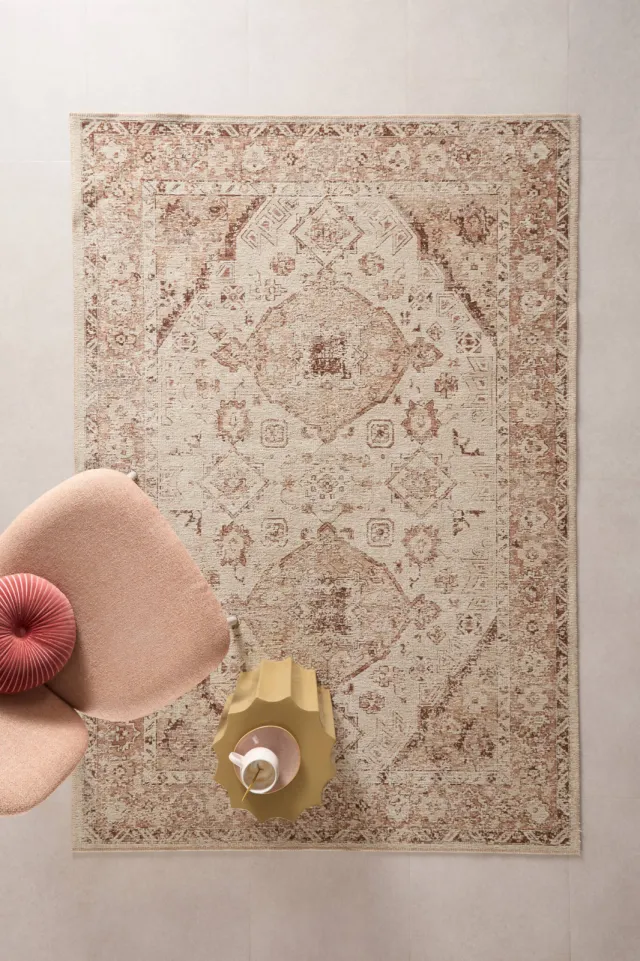 NOUS Living vloerkleed crème/roodbruin