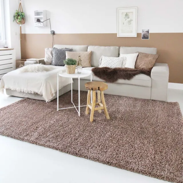 Tapeso Hoogpolig vloerkleed - Shaggy Trend mokka 140x200