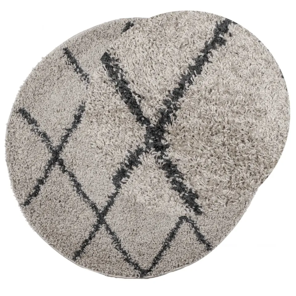 vidaXL Vloerkleed PAMPLONA shaggy hoogpolig Ø 100 cm beige antraciet Meerkleurig