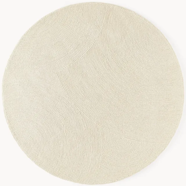 Westwing Collection Rond wollen vloerkleed Eleni, handgetuft Wit