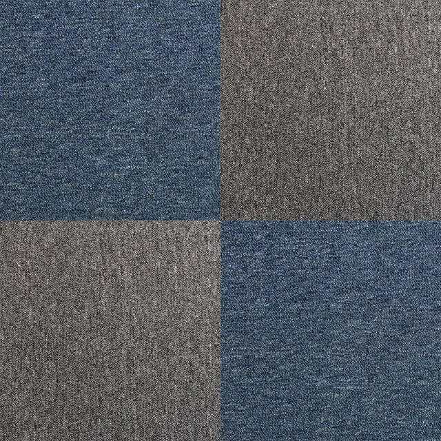 MonsterShop Tapijttegels - storm blauw en antraciet - 50x50cm - 40 stuks Antraciet en Storm Blauw