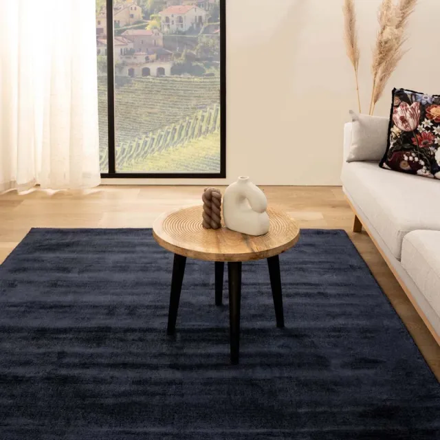 Paon Brillant Viscose vloerkleed vierkant - Glamour marineblauw 250x250
