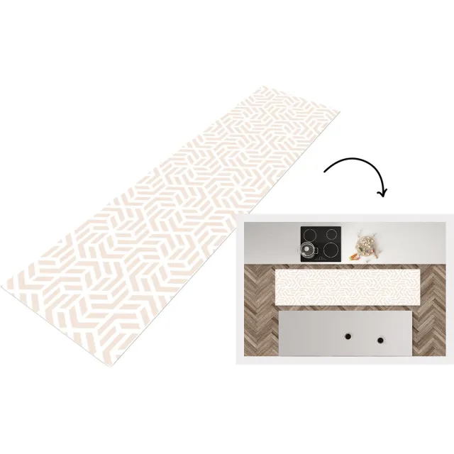 KitchenYeah Keukenloper - Loper keuken - Beige - Geometrie - Patronen - Abstract - Keukenloper vinyl Multicolor