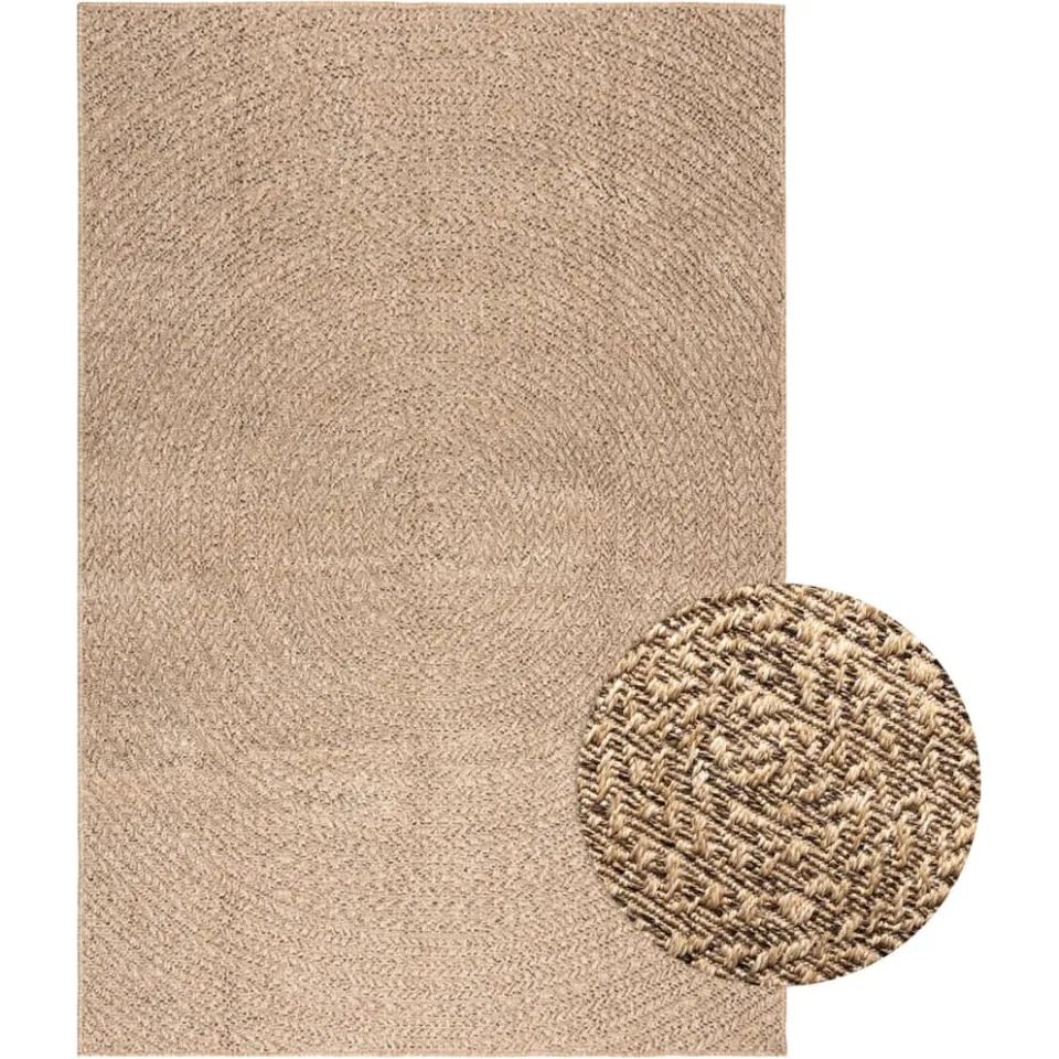 vidaXL Vloerkleed ZIZUR binnen en buiten 140x200 cm jute look bruin, foto 3
