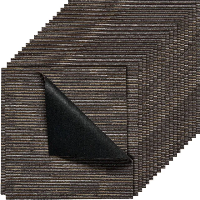 Vevor Tapijttegels 609,6 X 609,6 X 6 Mm, 24 Stuks, Modulaire Tapijtvloer met Een Oppervlakte Van 9 M², Tapijtvloer, Eenvoudig Zelf Te Vervangen voor Woonkamer En Kantoor, Grijs En Bruin Grijs + Bruin