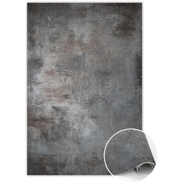 TULUP Vinyl Tapijt - Roestig plaatwerk Vinyl Vloerkleed - 140 x 210 cm - Zwart PVC Floor Mat - PVC Vloer Mat - Vloerkleed Vinyl - Kantoortapijt - Woonkamertapijt Zwart Roestig Plaatwerk