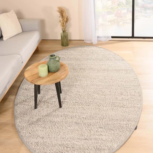 Nordic Weavers Wollen vloerkleed ovaal - Lett lichtgrijs 152x245