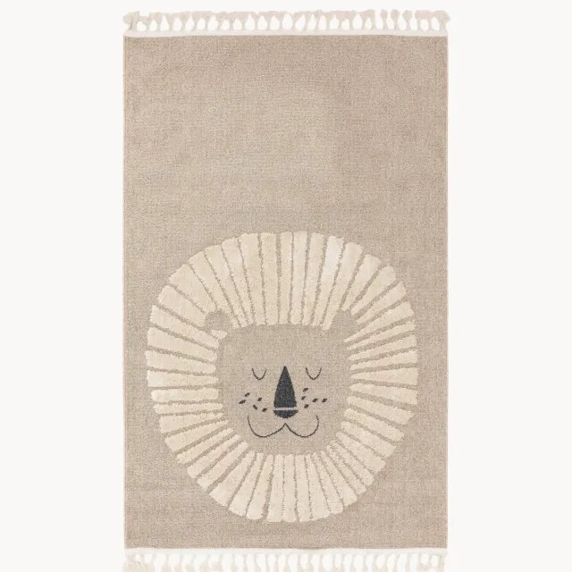 benuta Kindervloerkleed Momo met kwastjes en hoog-laag effect Beige