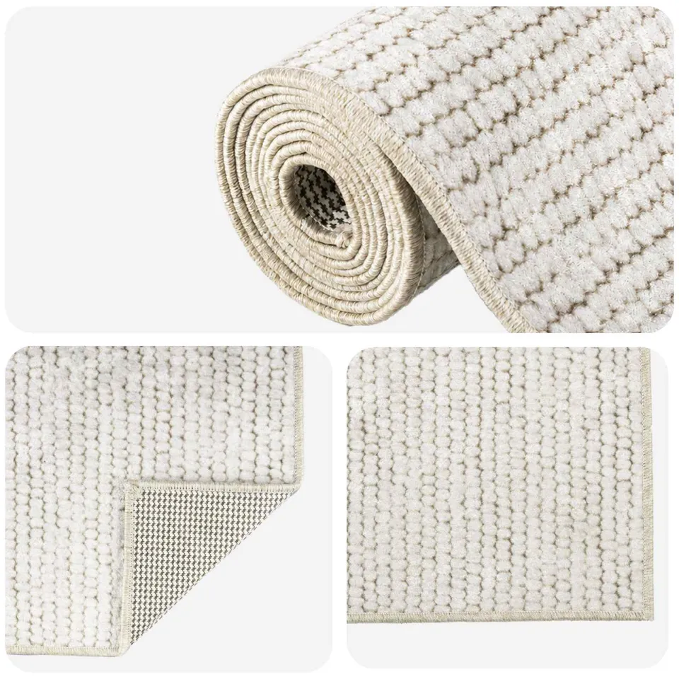 vidaXL Vloerkleed Crème 300 x 400 cm 100% Polyester 3 mm Wasbaar, foto 3