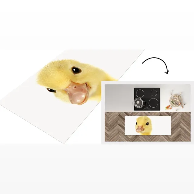 KitchenYeah Keukenloper - Loper keuken - Baby eendje - Eenden kuiken - Lief - Kinderkamer - Babykamer - Meisjeskamer - Keukenloper vinyl Multicolor