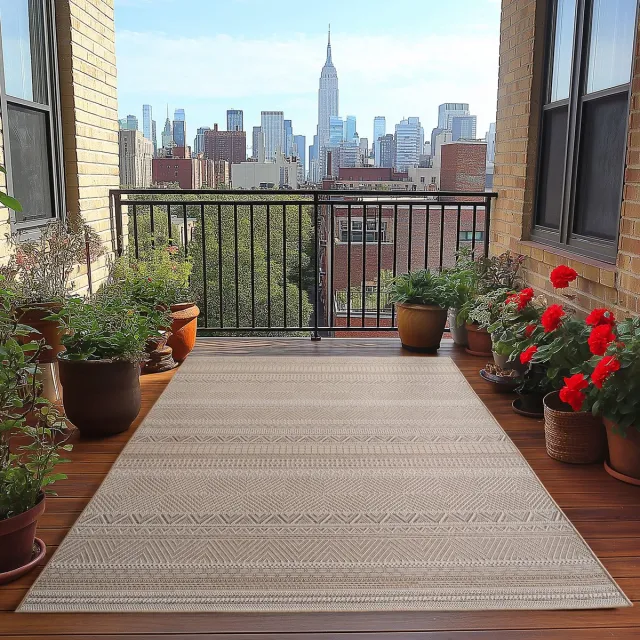 Muratap Desert Style Buitenkleed – Outdoor Vloerkleed, Boho Look, Weer- & UV-bestendig - Beige