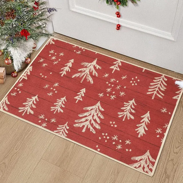 Triumpunpre Kerst Deurmat Rode Kerstboom 40x60 cm - Kerstmis Deurmat met Antislip Rubberen Onderkant - Feestelijke Mat voor Binnen rood