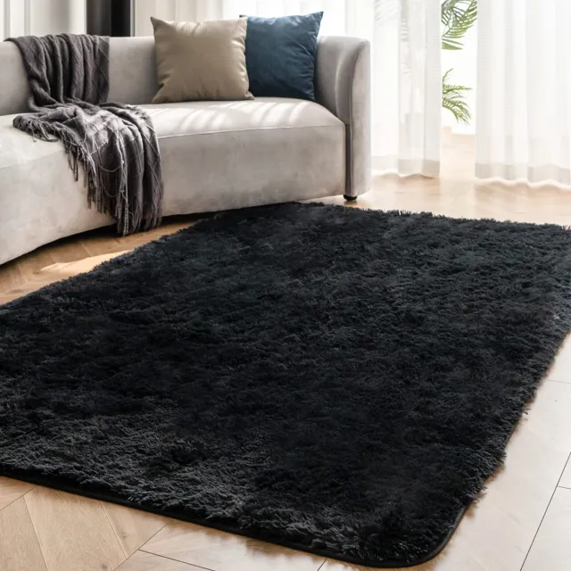 Ibenzoa Zacht en Modern Zwart Imitatiebont Vloerkleed – Perfect voor Woonkamer en Slaapkamer (120 x 180 cm)
