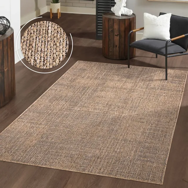 TT Home Wasbaar binnen- en buitentapijt Weerbestendig Terras Effen kleuren Gemêleerde look Boho 160 x 220 cm Rechthoek 160 x 220 cm Rechthoek beige
