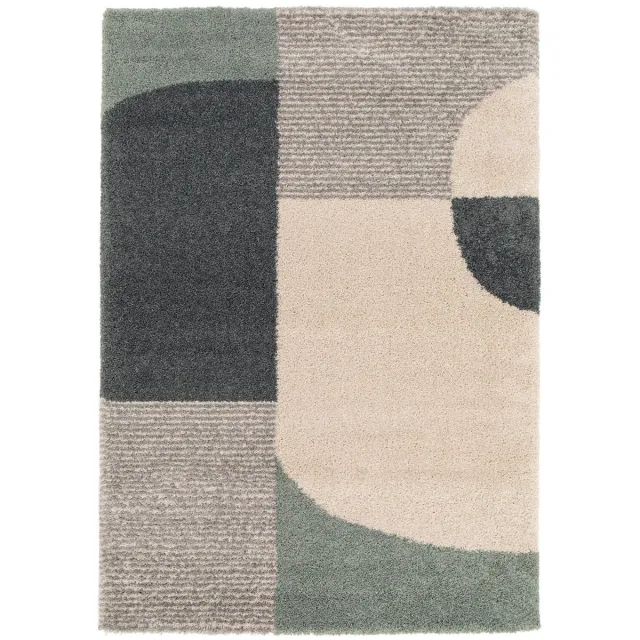AFK Living BAUHAUS dik en comfortabel hoogpolig vloerkleed groen