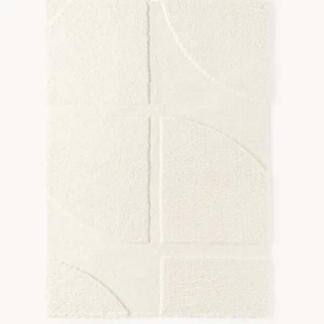Westwing Collection Pluizig hoog-laag vloerkleed Jade wit