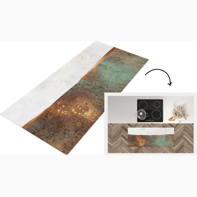 KitchenYeah Keukenloper - Loper keuken - Abstract - Luxe - Goud - Keukenloper vinyl, foto 2
