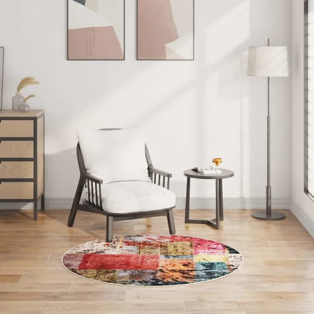 vidaXL Vloerkleed wasbaar patchwork ø120 cm meerkleurig