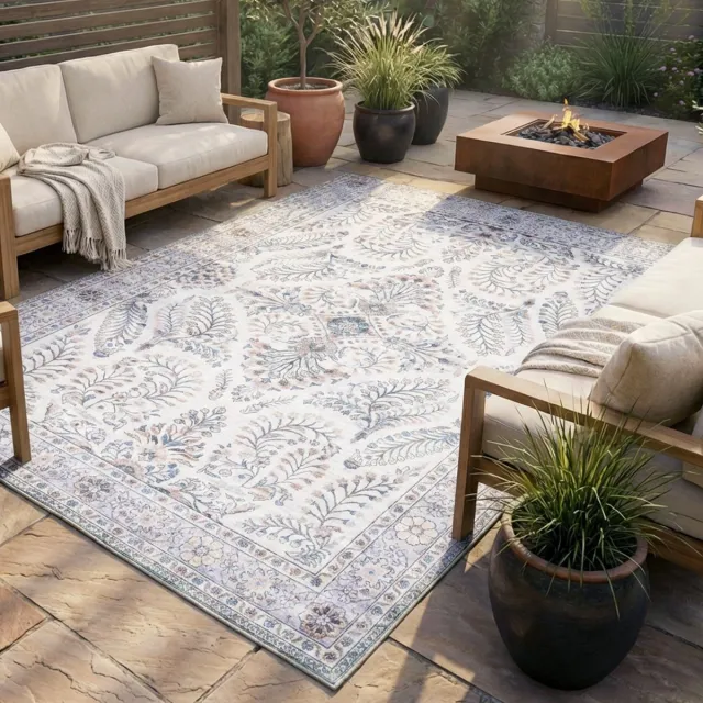 Fraai Vintage buitenkleed - Santo Flora Wit - 200x290cm
