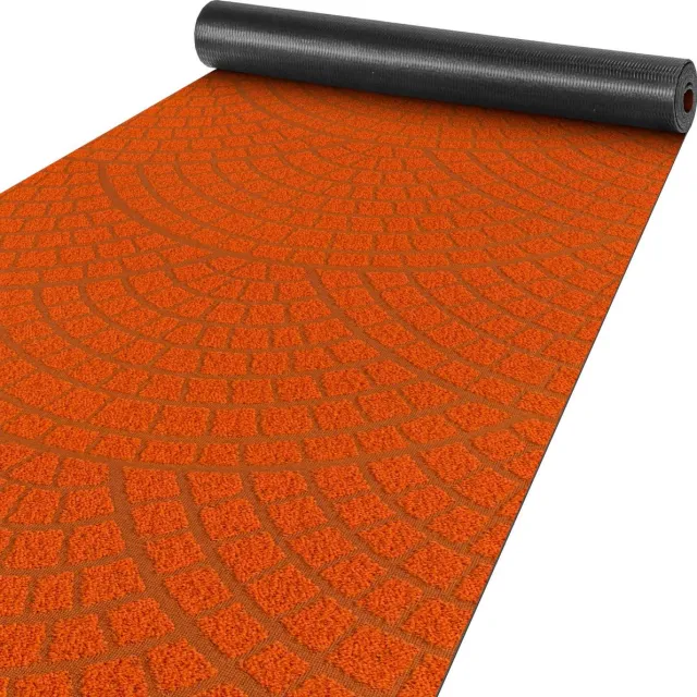 ANRO Tapijtloper Davis Oranje 500x50cm – Velours Gangloper Antislip Keukenloper Hal Op Maat
