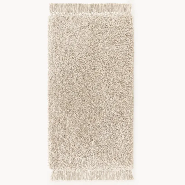 Westwing Collection Pluizig hoogpolig vloerkleed Dreamy met franjes Beige