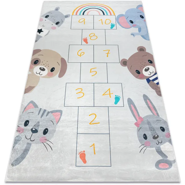RUGSX Kleden Rugsx BAMBINO 43092 tapijt wasbaar Dieren, hinkelen voor 200x290 cm Grijs