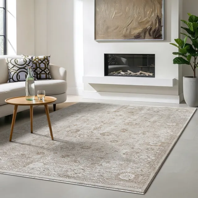 the carpet Nuvra Vloerkleed – Vintage Oosters Design – Zacht & Onderhoudsvriendelijk – Beige beige oosters