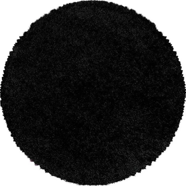 Ayyildiz Rond hoogpolig vloerkleed - Softy Zwart Ø 80cm