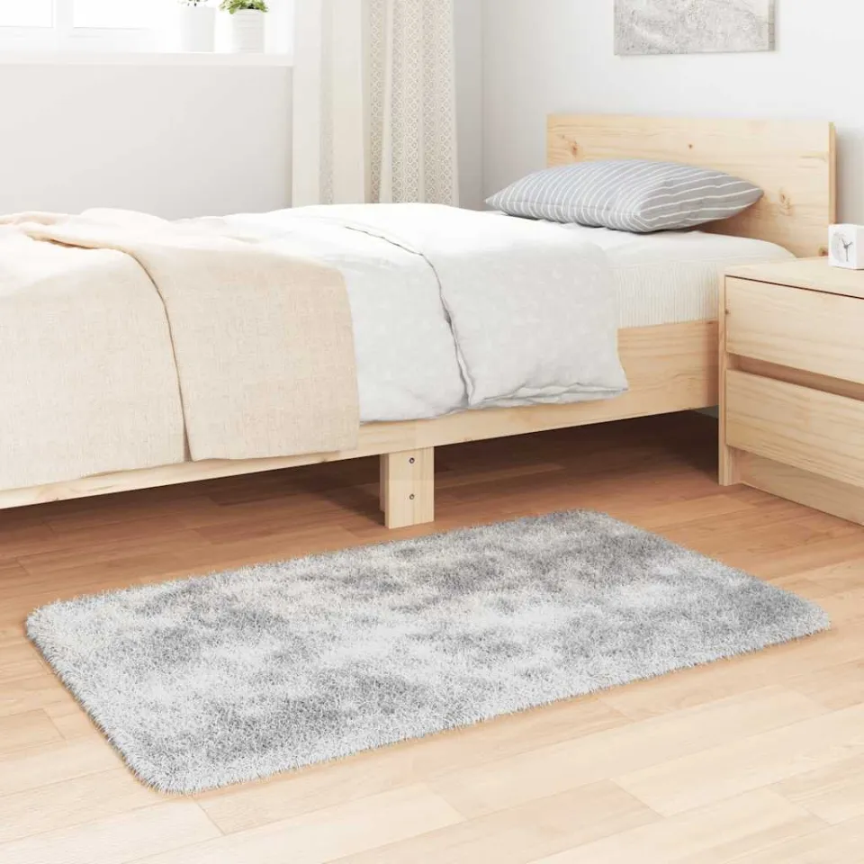 vidaXL Hoogpolig vloerkleed NAVARRA 60x100 cm polyester zilvergrijs, foto 2