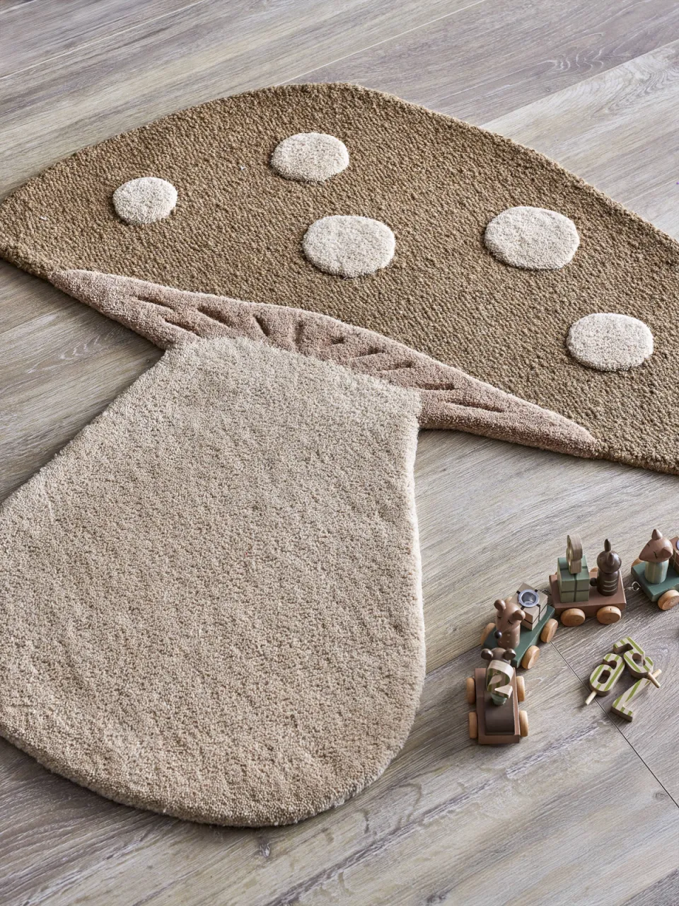 Bloomingville Mini kindervloerkleed Mushroom bruin, foto 3