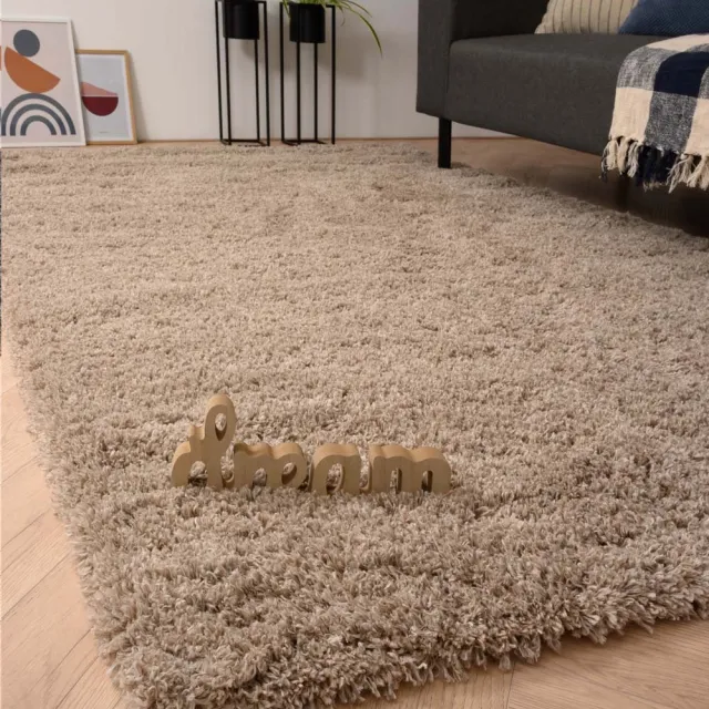 Tapeso Rond hoogpolig vloerkleed - Cozy Shaggy beige 120