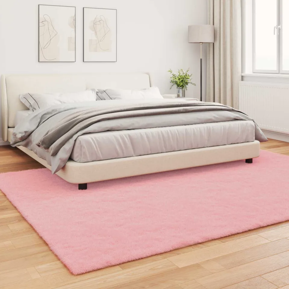 vidaXL Antislip vloerkleed van imitatie konijnenbont OLITE Roze, foto 3