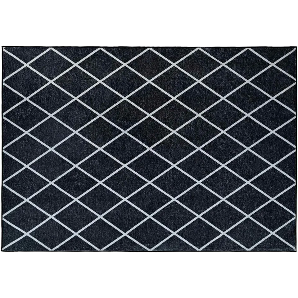vidaXL Vloerkleed ORIZ Zwart ruitpatroon 300 x 400 cm 100% polyester