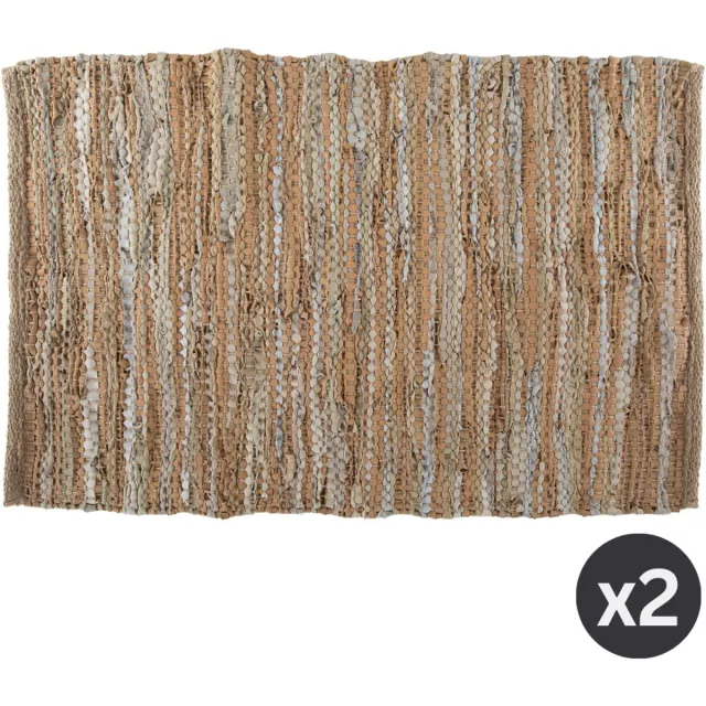 Tiseco Tapijt ZOLA - chindi leer - SET/2 – 60x90 cm, beige