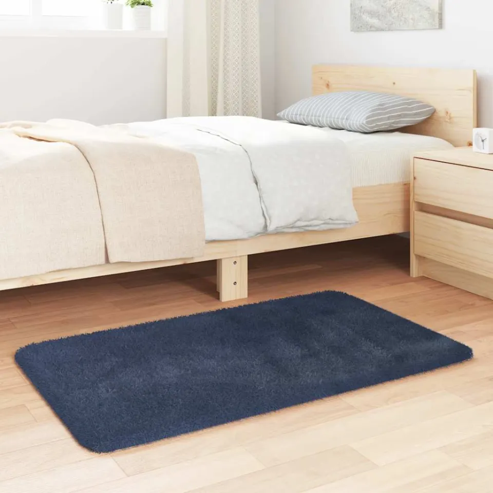 vidaXL Hoogpolig vloerkleed NAVARRA 60x100 cm polyester marineblauw, foto 3