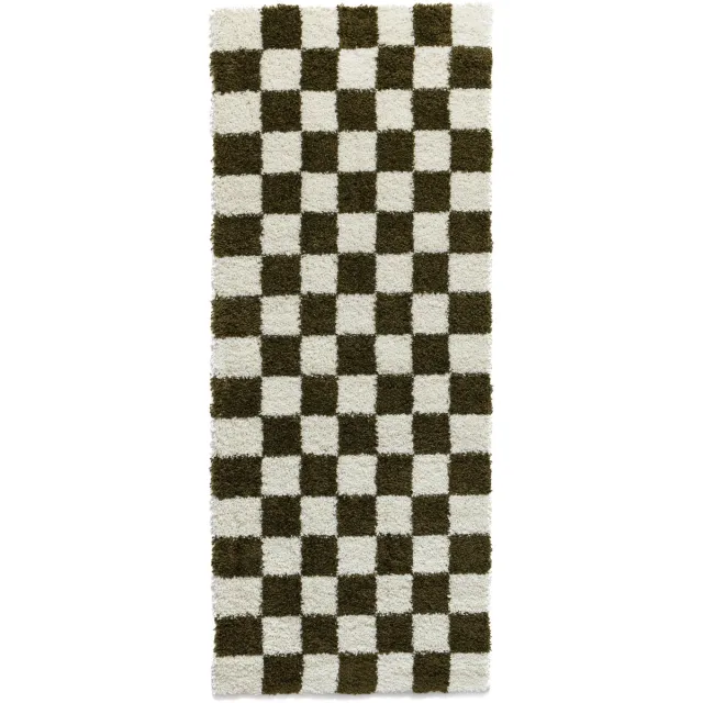 Boho&me Checkerboard loper - Check ivoor/olijfgroen 80x200