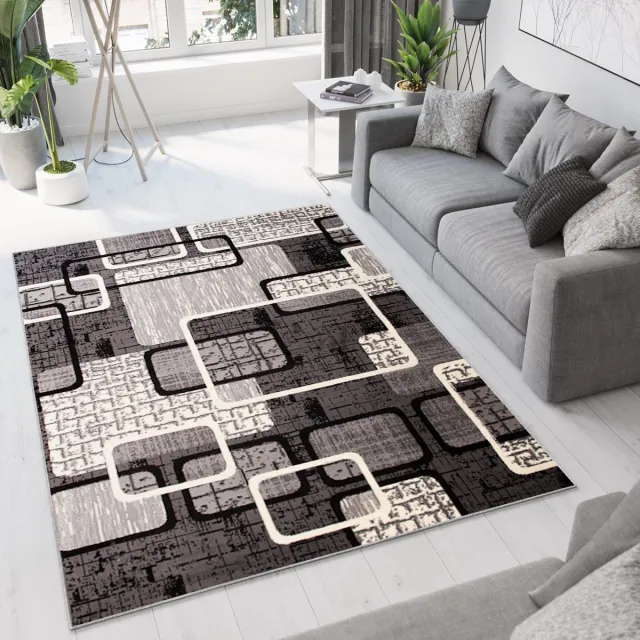 Tapiso Dream Vloerkleed Grijs Woonkamer Slaapkamer Laagpolig Tapijt Maat- 130x190 Grijs Zwart