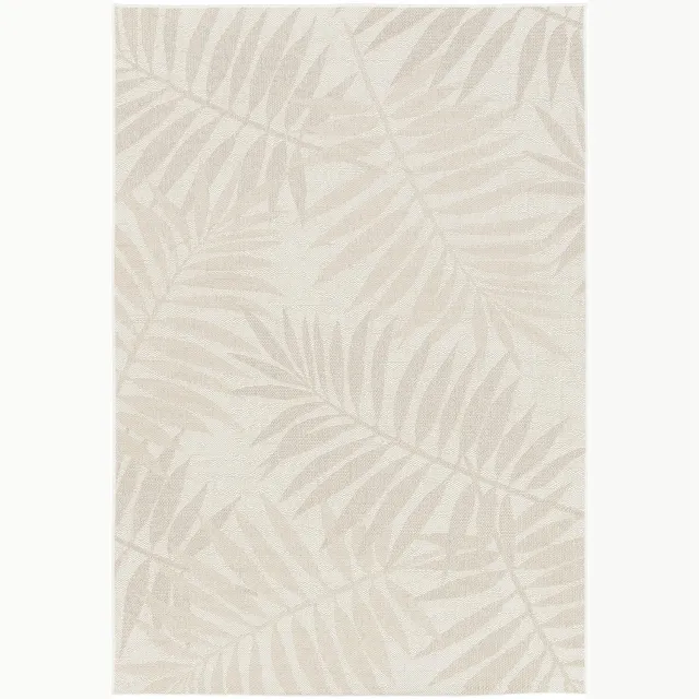 AFK Living Tapijt voor binnen en buiten met palmbladeren TULUM beige