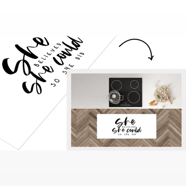 KitchenYeah Keukenloper - Loper keuken - Quotes - She believed she could so she did - Spreuken - Keukenloper vinyl Multicolor