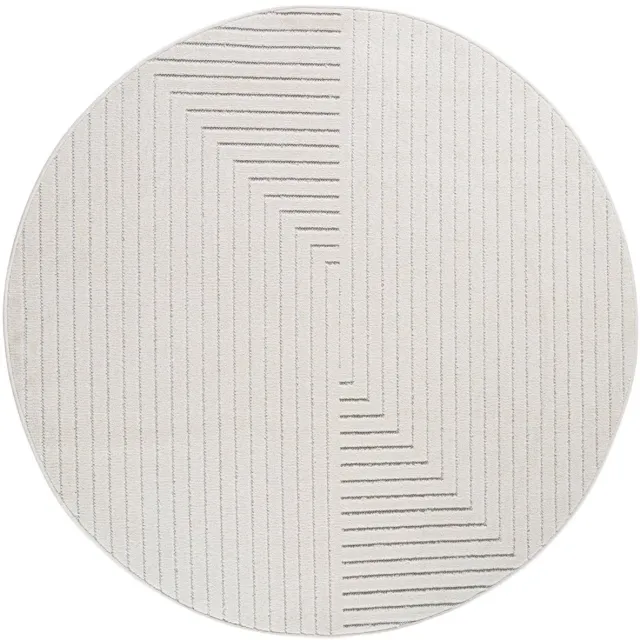 Dutch XXL Rond Scandinavisch Vloerkleed | Tapijt | Nova | Labyrint | Crème | 120x120 cm