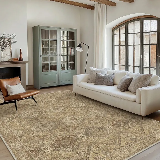 GENIMO Tapijt -Machinewasbaar kortpolig tapijt-Antislip rug voor woonkamer en keuken-Bruin