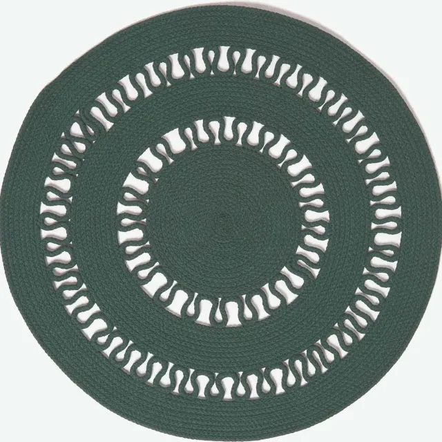 Homescapes Gevlochten Rond Gehaakt Vloerkleed Groen, 90 cm