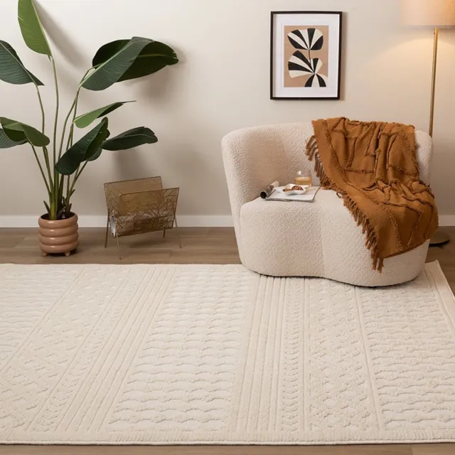 Fraai Wasbaar vloerkleed - Dunya Geo Wit - 200x290cm
