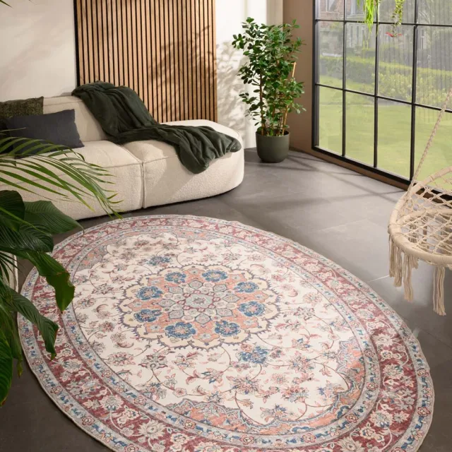 Heritaged Vintage buitenkleed ovaal - Valenca Nova crème/rood 160x230