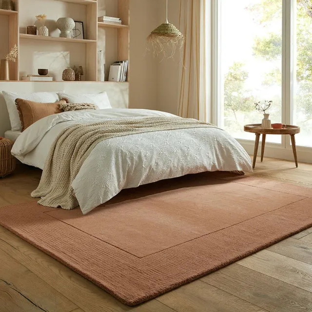 flycarpets Tuscany Modern Wol - Effen - Kader Vloerkleed - Oranje