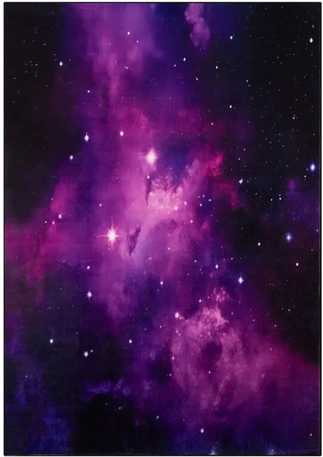 Tapiso COSMO GAME Vloerkleed Kinderkamer Galaxy Sterrenhemel Kindertapijt Ruimtevaart Speeltapijt Paars Nevel Motief Antislip - 200x300